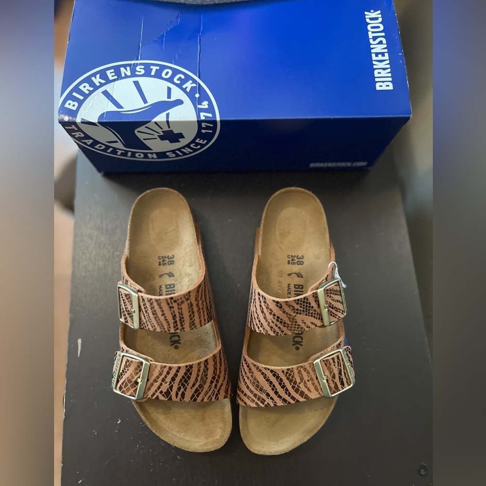 Women’s Birkenstock Zebra Print Pecan Color Sandals